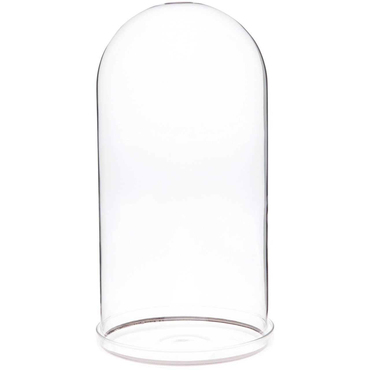 Plymor 5.5" x 11" Glass Display Dome Cloche with Silver Rim (Clear Glass Tray Base)
